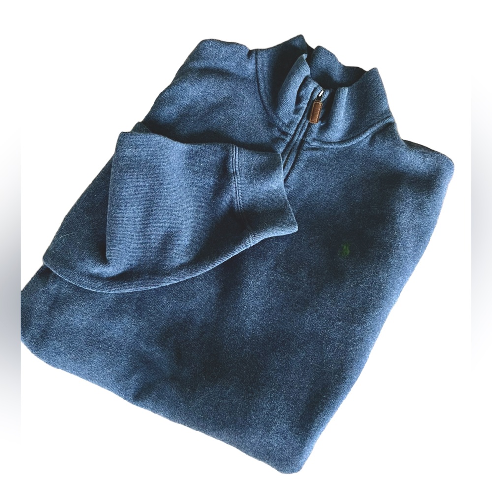 Ralph Lauren 3 quarter zip. Navy blue with green logo.‎ Mens XXL